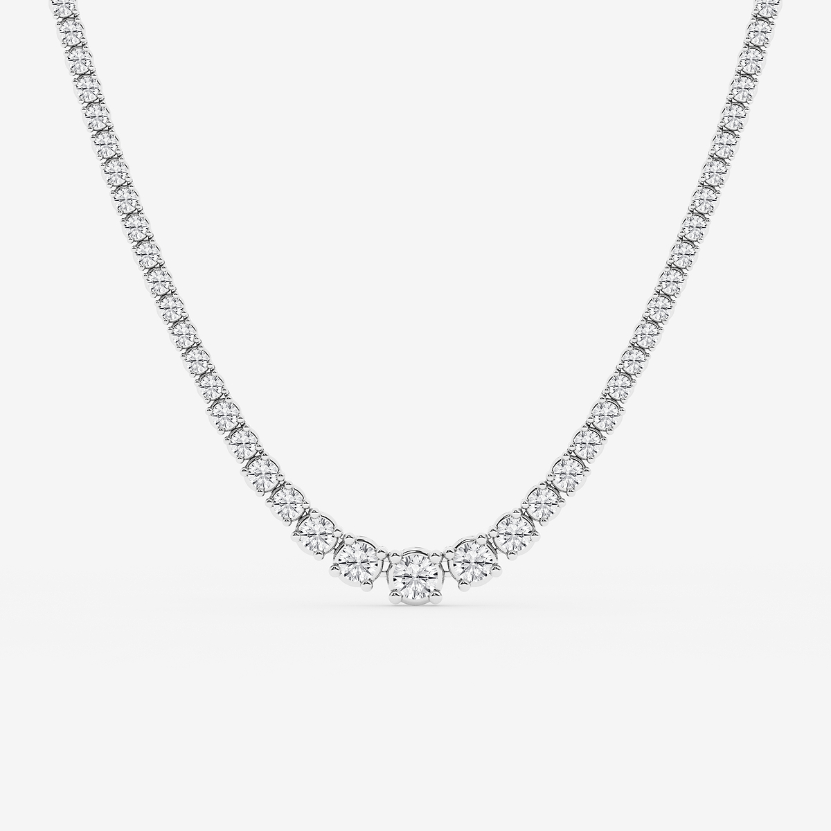 10 ctw Round Lab Grown Diamond Four Prong Graduated Tennis Necklace